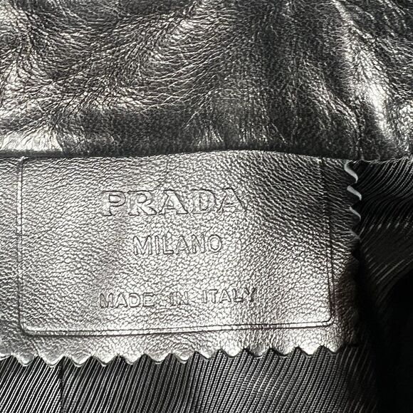 Prada Skirt Womens Size 44 Black Pencil Leather Belted Made In Italy - Picture 11 of 14